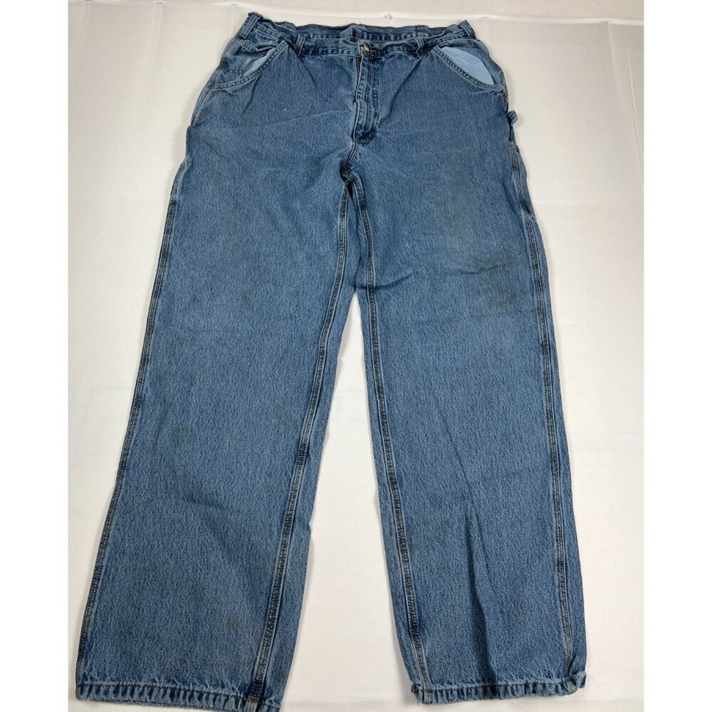 Carhartt Men 40X34 B13-DPS Relaxed Fit Dungaree Jeans Blue Cotton Denim